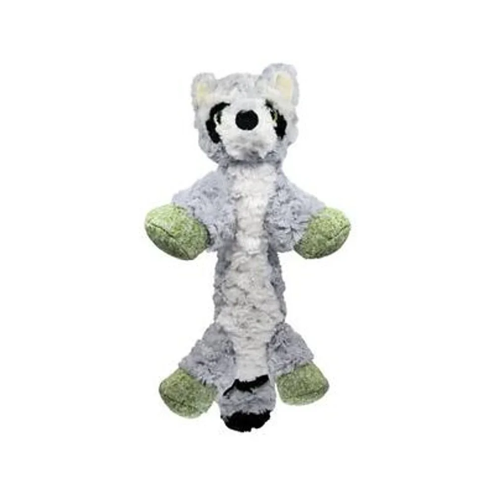 KONG Flopzie Low Stuff Raccoon Dog Toy Squeaky Weighted Medium LWF24